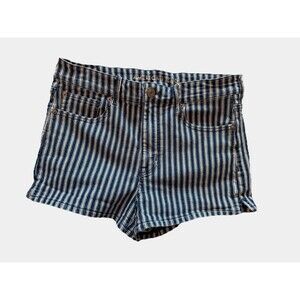 AMERICAN EAGLE Next Level Stretch Blue/White Denim Shortie Shorts Womens Size 12
